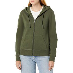 Women’s Dark Olive Fleece Full-Zip Hoodie for Comfort and Style